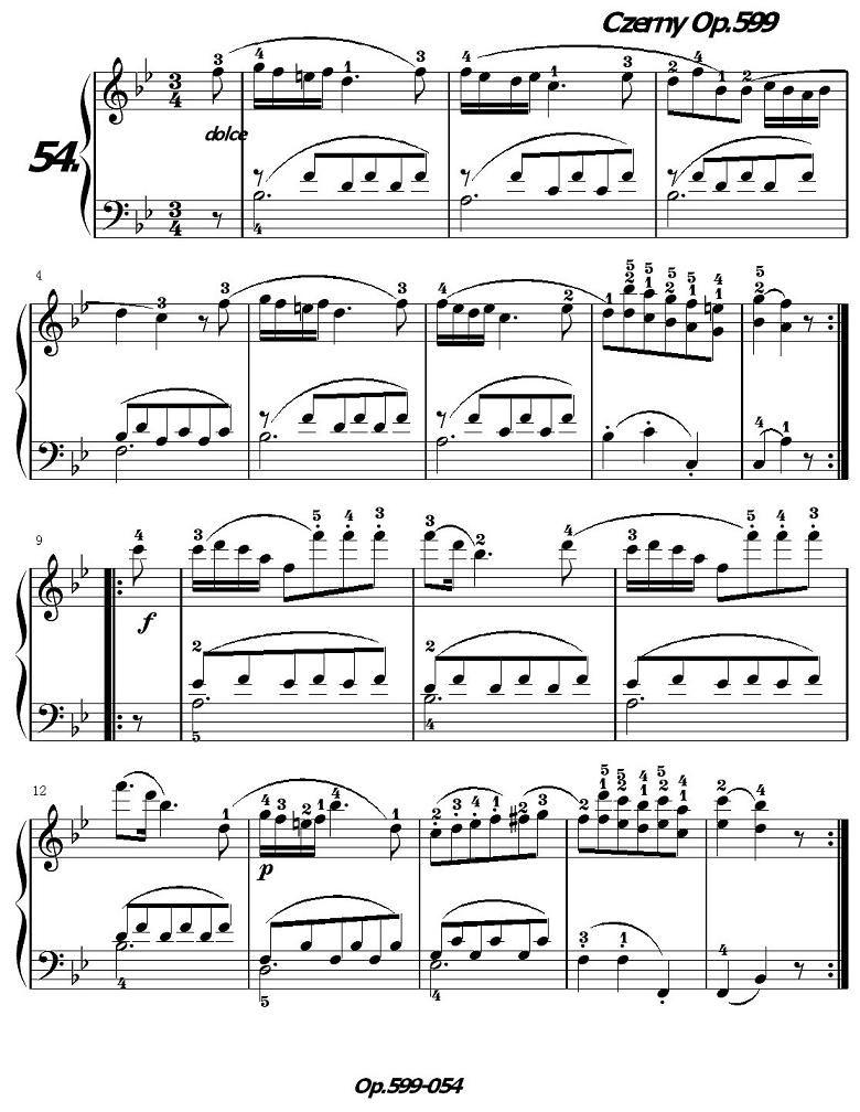 《车尔尼练习曲》OP.599之051-060钢琴曲谱（图4）