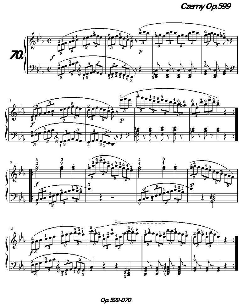 《车尔尼练习曲》OP.599之061-070钢琴曲谱（图13）