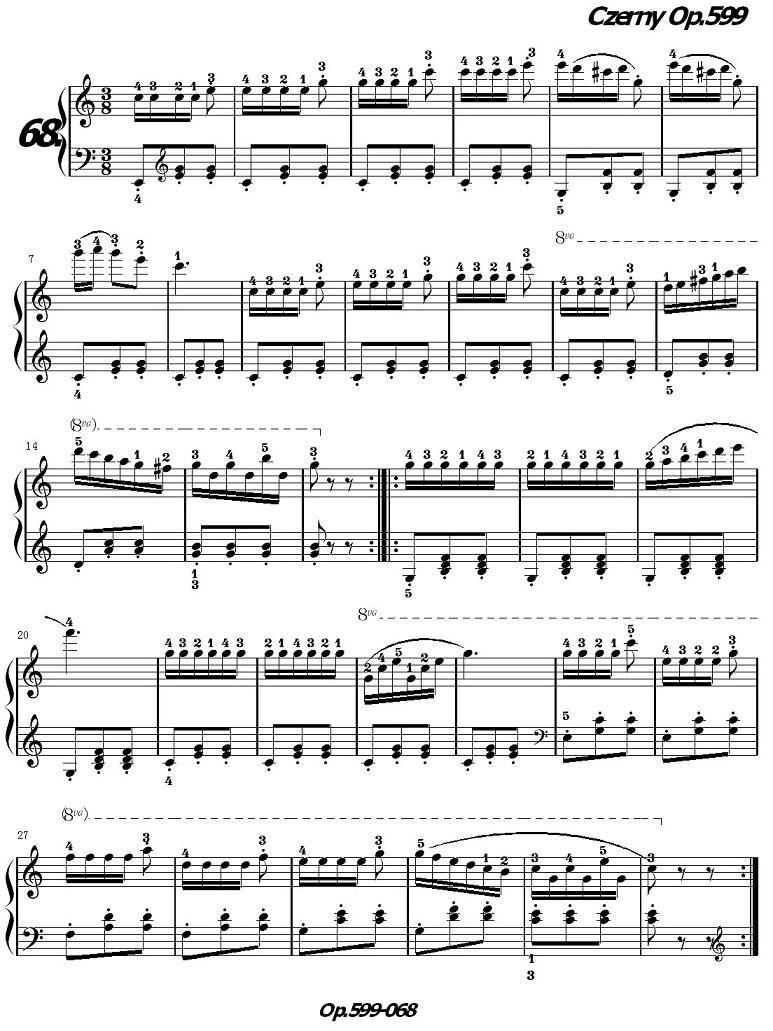 《车尔尼练习曲》OP.599之061-070钢琴曲谱（图11）