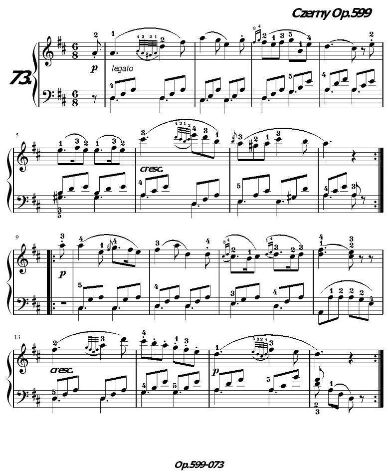 《车尔尼练习曲》OP.599之071-080钢琴曲谱（图3）