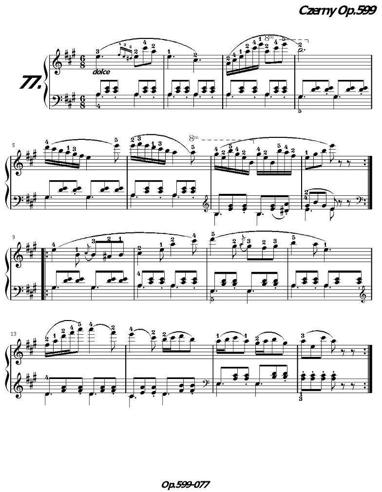 《车尔尼练习曲》OP.599之071-080钢琴曲谱（图7）
