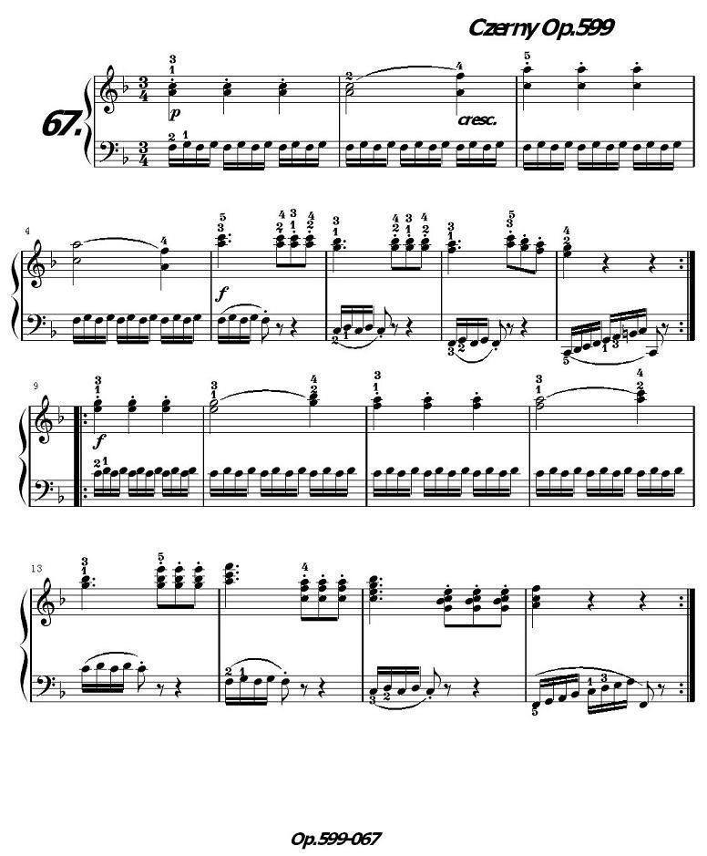 《车尔尼练习曲》OP.599之061-070钢琴曲谱（图10）