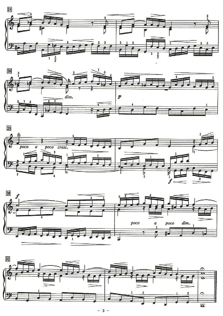 三声部赋格曲（C大调 [一]）钢琴曲谱（图3）