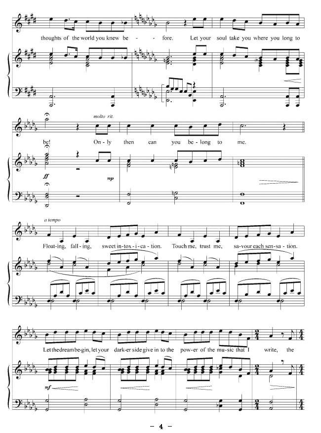 夜之歌（正谱 [美]）钢琴曲谱（图4）