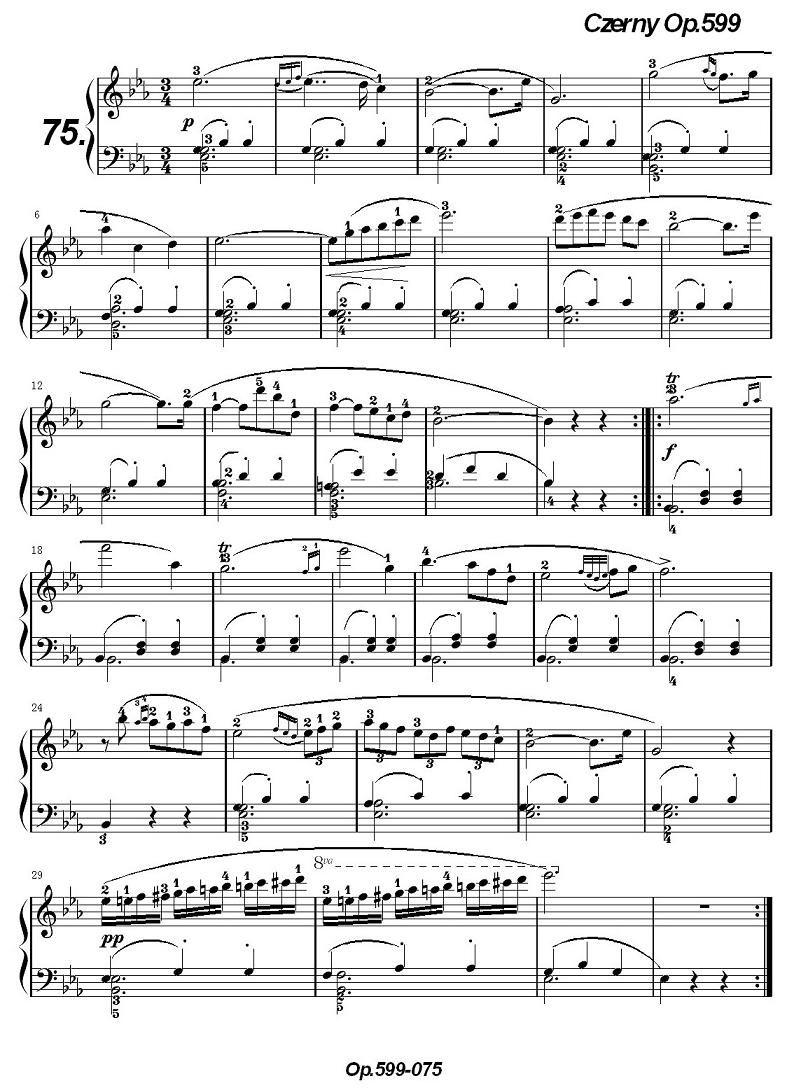 《车尔尼练习曲》OP.599之071-080钢琴曲谱（图5）