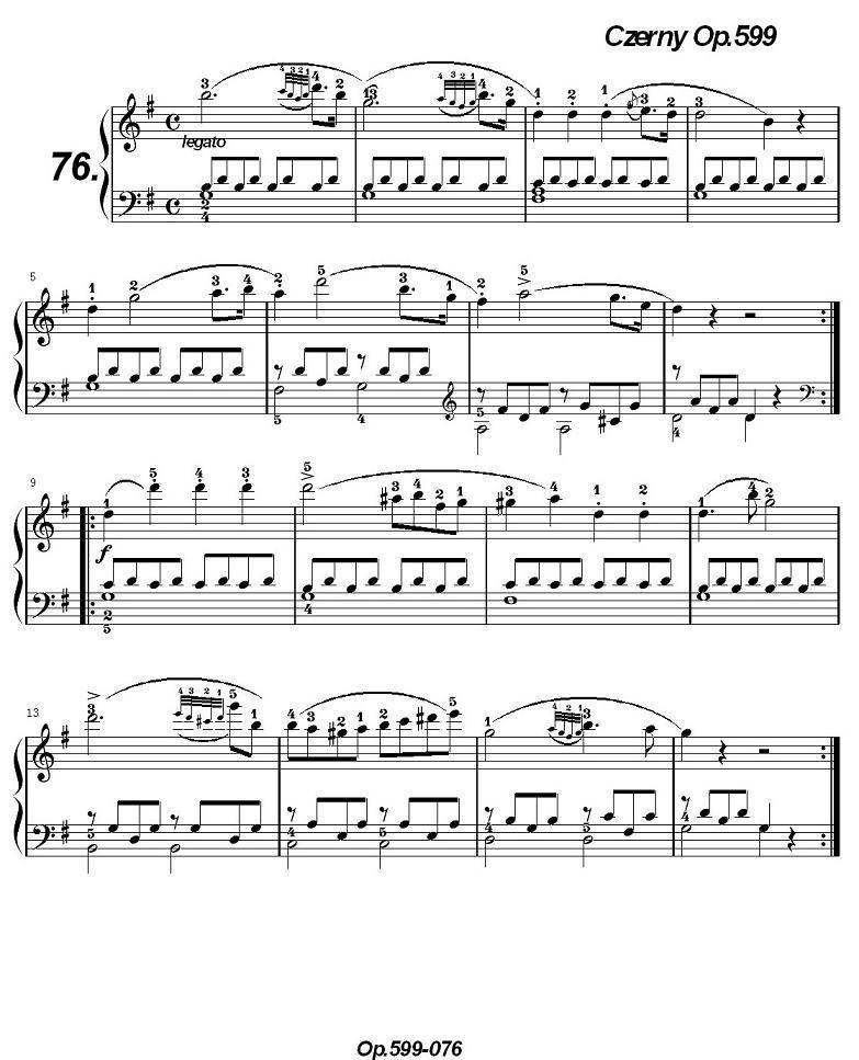 《车尔尼练习曲》OP.599之071-080钢琴曲谱（图6）