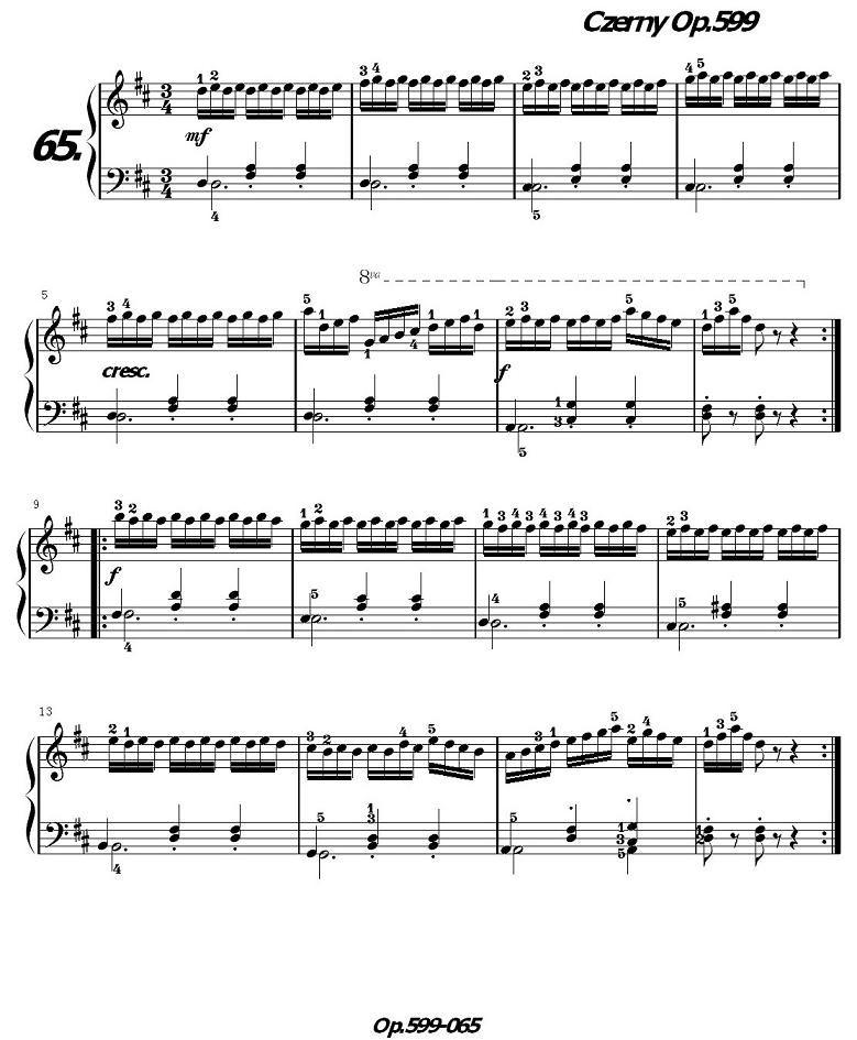 《车尔尼练习曲》OP.599之061-070钢琴曲谱（图8）