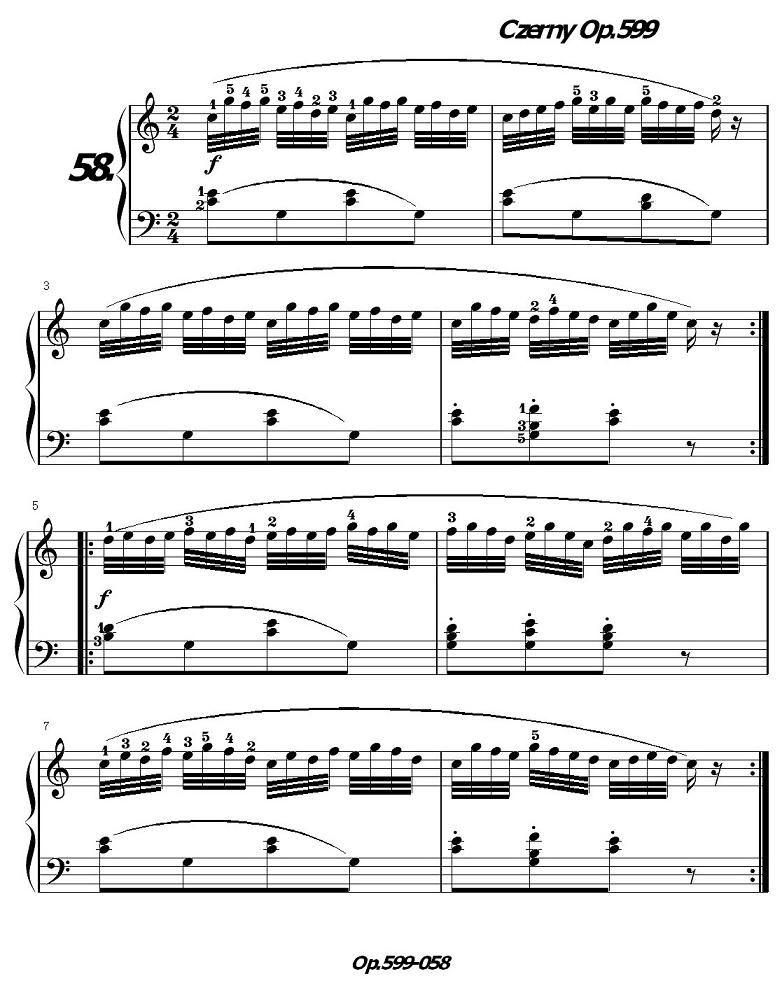 《车尔尼练习曲》OP.599之051-060钢琴曲谱（图8）
