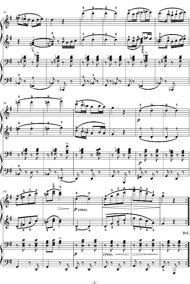 军队进行曲（四手联弹）钢琴曲谱（图6）