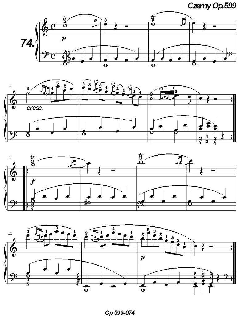 《车尔尼练习曲》OP.599之071-080钢琴曲谱（图4）