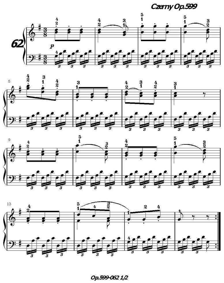 《车尔尼练习曲》OP.599之061-070钢琴曲谱（图3）