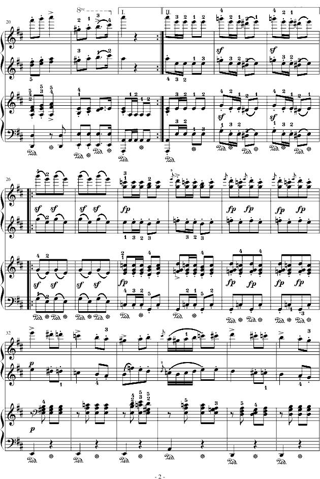 军队进行曲（四手联弹）钢琴曲谱（图2）