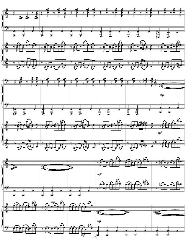 自由探戈（四手联弹）钢琴曲谱（图7）