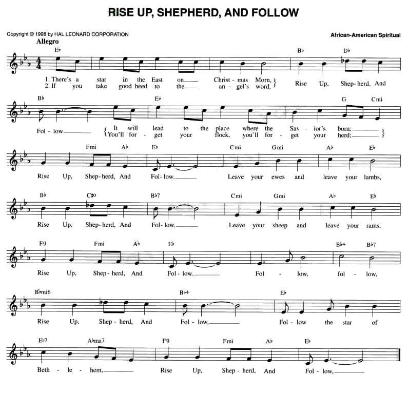 RISE UP' SHEPHERD, AND FOLLOW（五线谱）钢琴曲谱（图1）