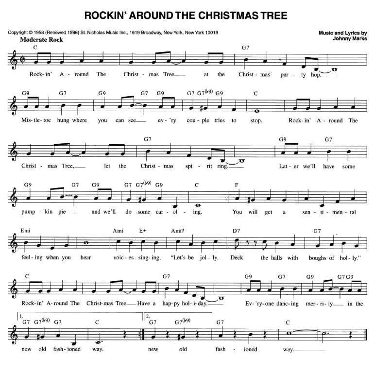 ROCKIN' AROUND THE CHRISTMAS TREE（五线谱）钢琴曲谱（图1）