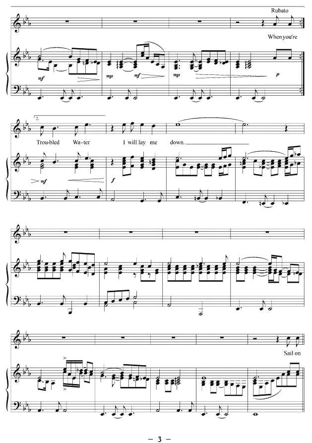 浊水桥（正谱 [美]）钢琴曲谱（图3）