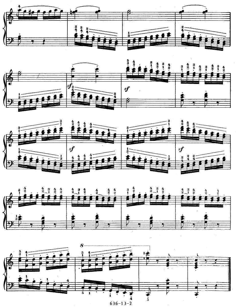 《车尔尼钢琴手指灵巧初步练习曲》OP.636-13钢琴曲谱（图2）