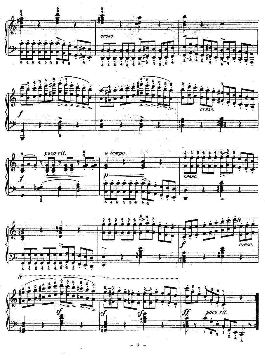 《车尔尼钢琴八度练习曲》OP.553-1钢琴曲谱（图2）