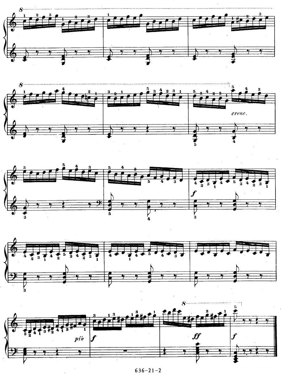 《车尔尼钢琴手指灵巧初步练习曲》OP.636-21钢琴曲谱（图2）