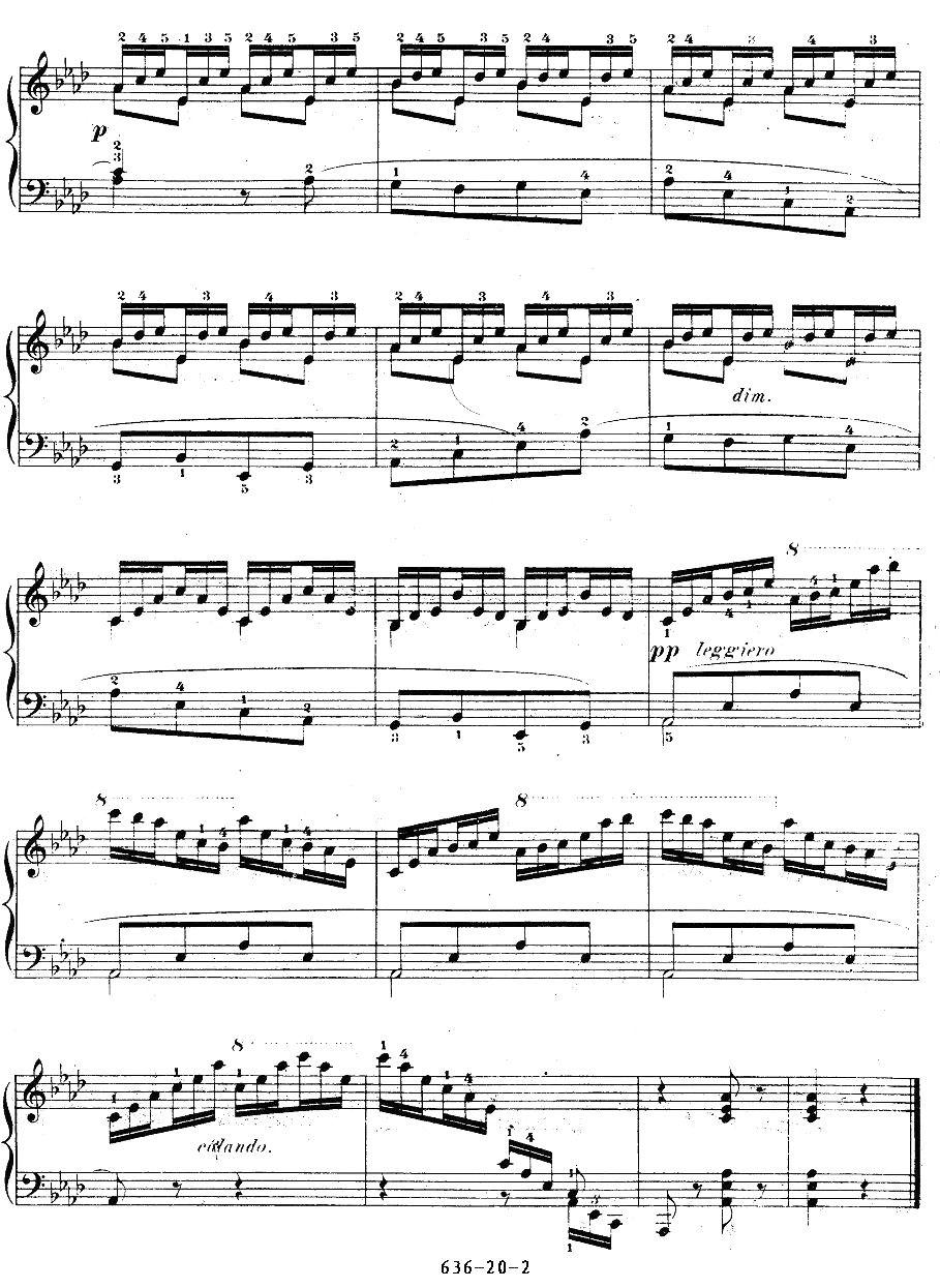 《车尔尼钢琴手指灵巧初步练习曲》OP.636-20钢琴曲谱（图2）