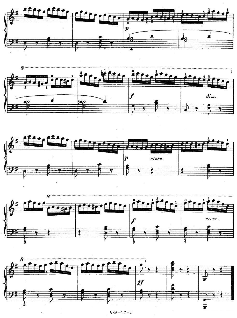 《车尔尼钢琴手指灵巧初步练习曲》OP.636-17钢琴曲谱（图2）