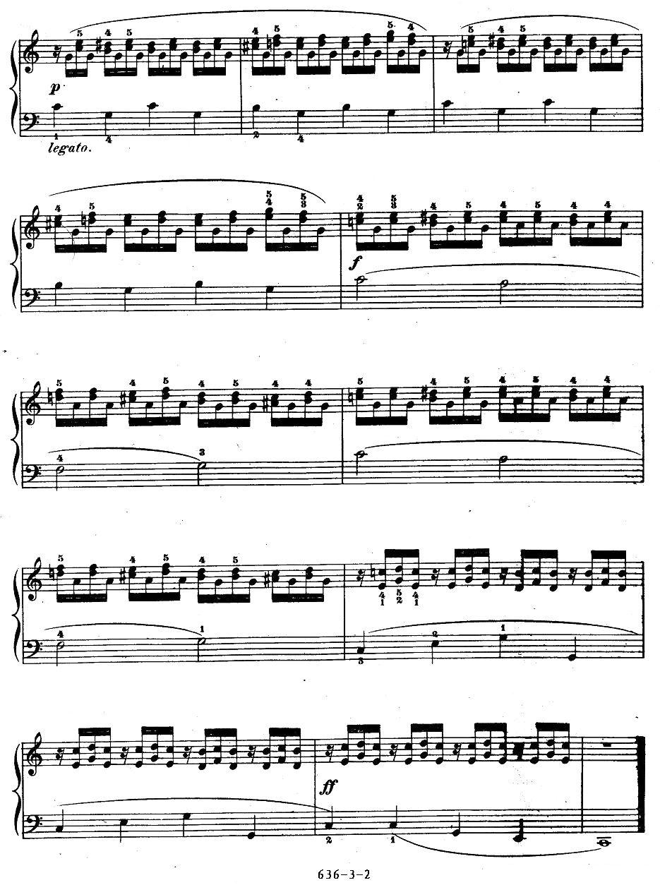 《车尔尼钢琴手指灵巧初步练习曲》OP.636-3钢琴曲谱（图2）