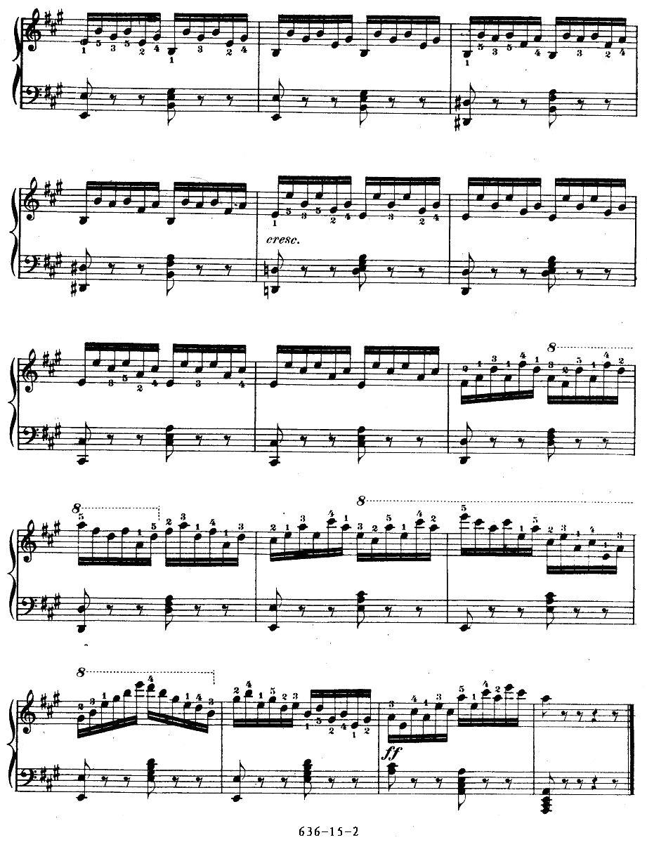 《车尔尼钢琴手指灵巧初步练习曲》OP.636-15钢琴曲谱（图2）