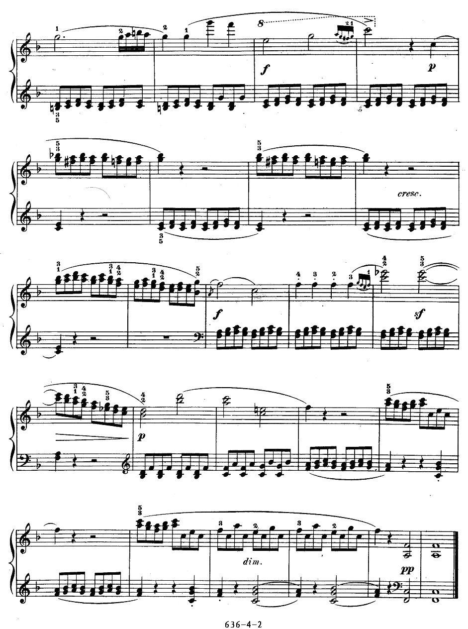 《车尔尼钢琴手指灵巧初步练习曲》OP.636-4钢琴曲谱（图2）