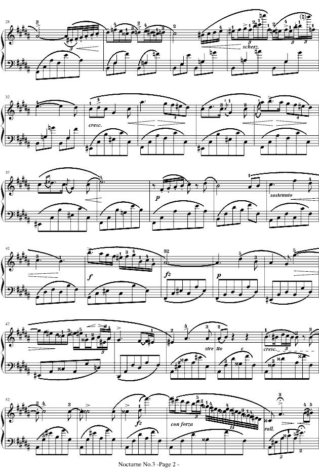 夜曲No.3,Op.9-3钢琴曲谱（图2）