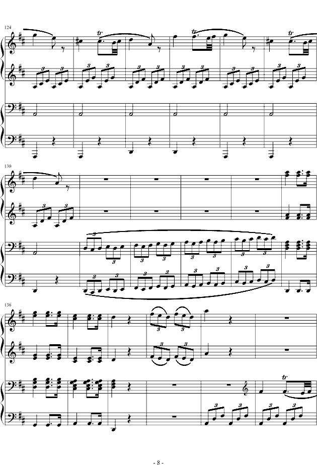 D大调四手联弹钢琴奏鸣曲第三乐章钢琴曲谱（图8）
