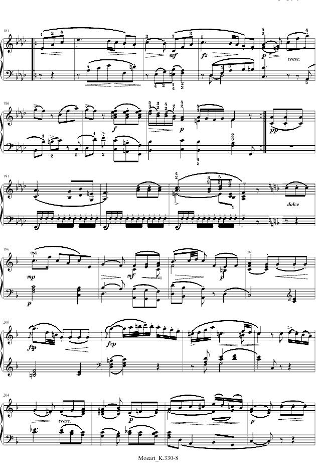 莫扎特C大调第十钢琴奏鸣曲钢琴曲谱（图8）