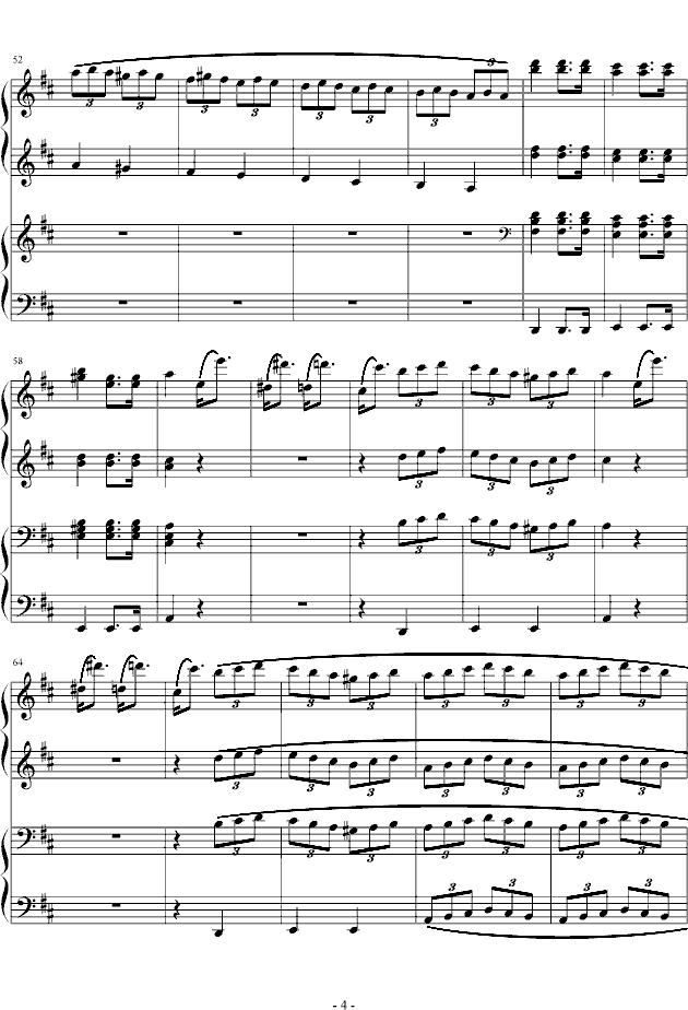 D大调四手联弹钢琴奏鸣曲第三乐章钢琴曲谱（图4）