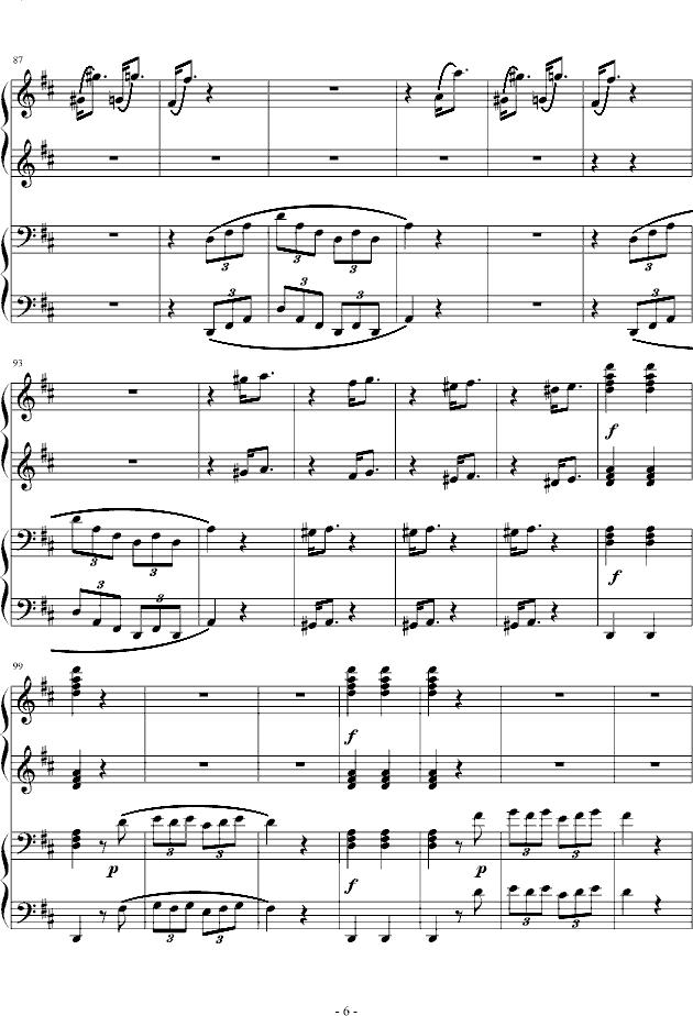 D大调四手联弹钢琴奏鸣曲第三乐章钢琴曲谱（图6）