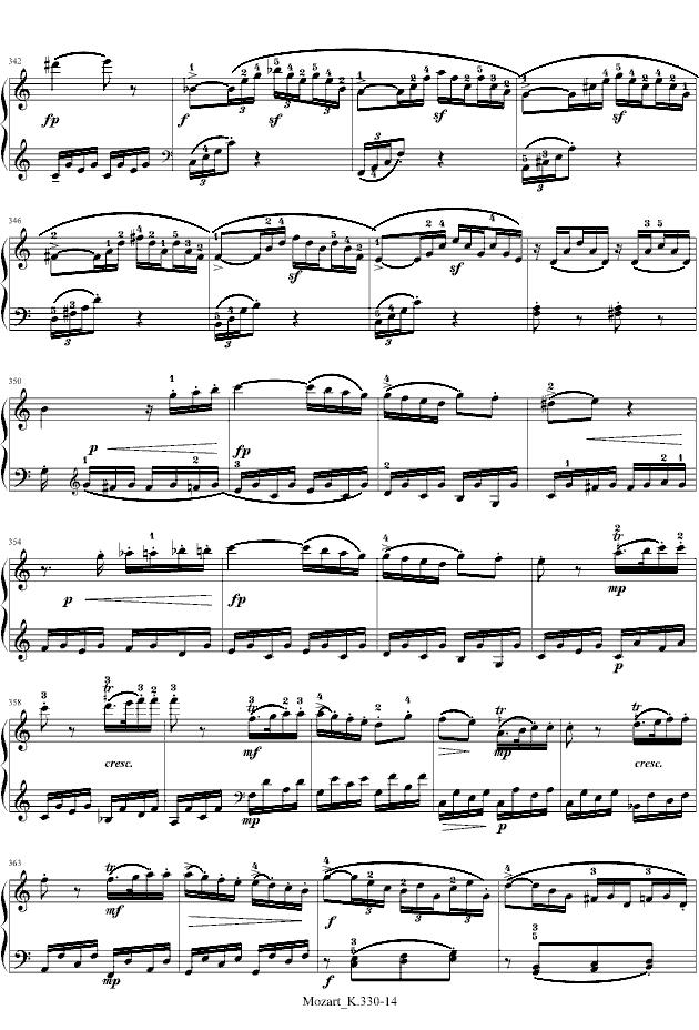 莫扎特C大调第十钢琴奏鸣曲钢琴曲谱（图14）