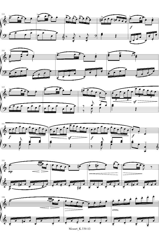 莫扎特C大调第十钢琴奏鸣曲钢琴曲谱（图13）