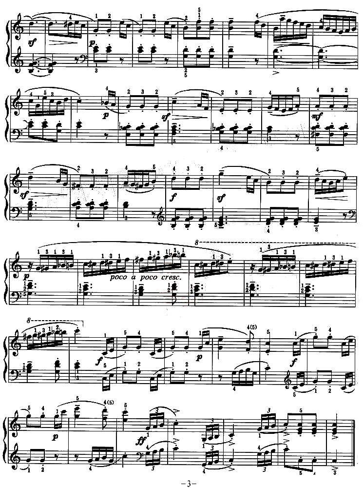 急板（C大调小奏鸣曲第二乐章）钢琴曲谱（图3）