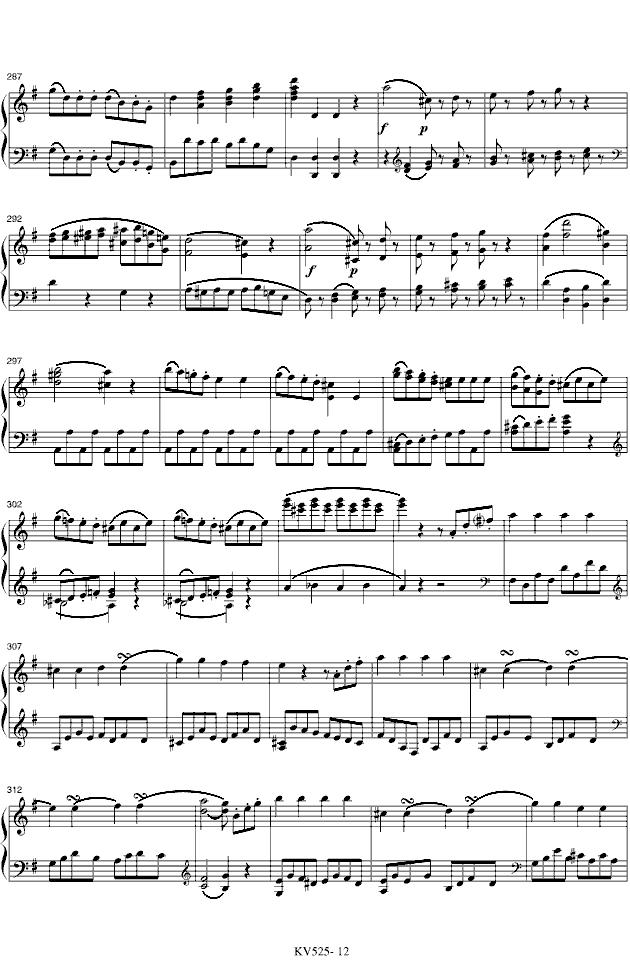 G大调弦乐小夜曲钢琴曲谱（图13）