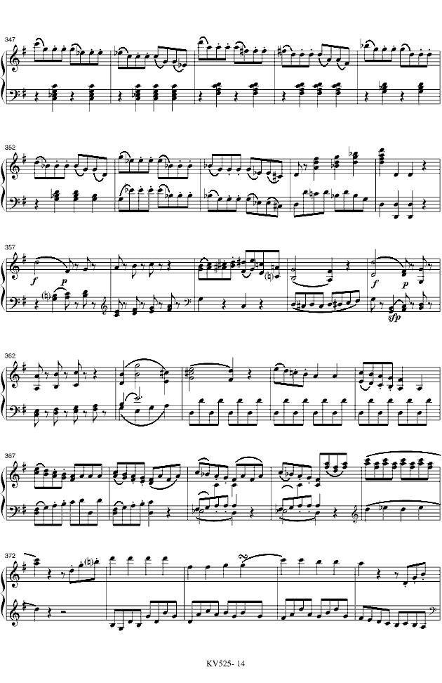 G大调弦乐小夜曲钢琴曲谱（图14）