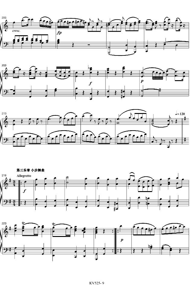 G大调弦乐小夜曲钢琴曲谱（图9）
