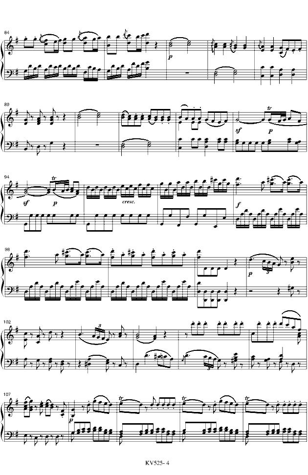 G大调弦乐小夜曲钢琴曲谱（图4）