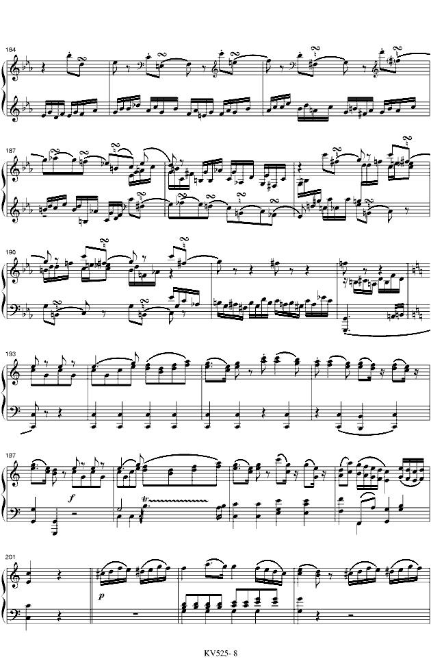G大调弦乐小夜曲钢琴曲谱（图8）