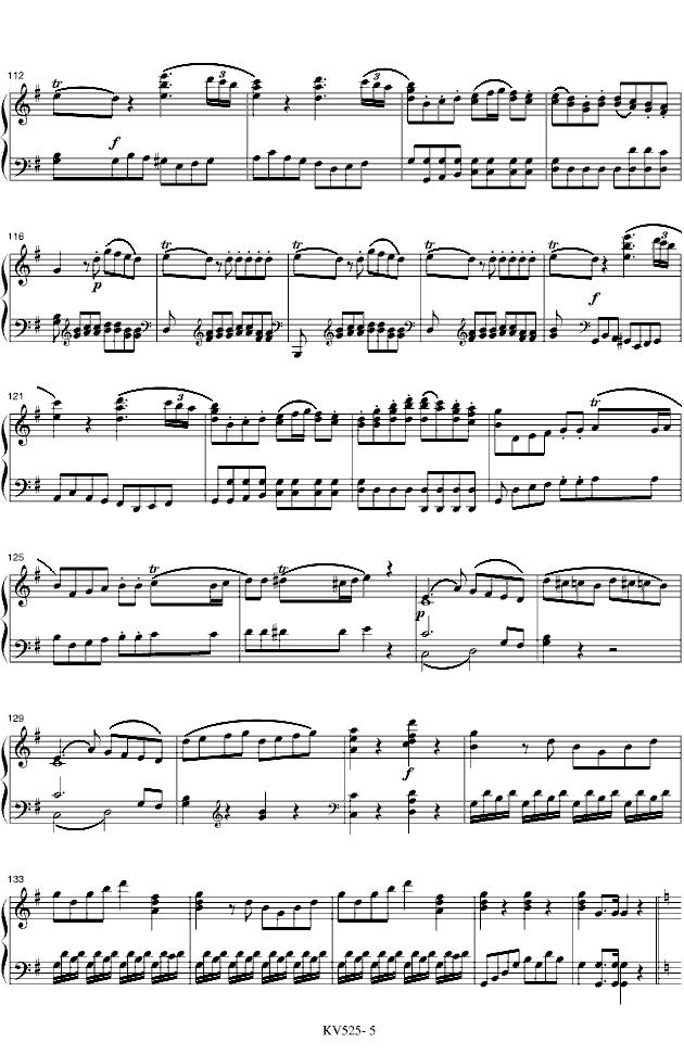G大调弦乐小夜曲钢琴曲谱（图5）