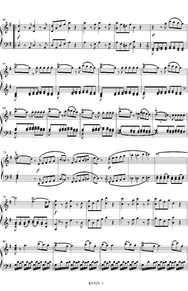 G大调弦乐小夜曲钢琴曲谱（图3）