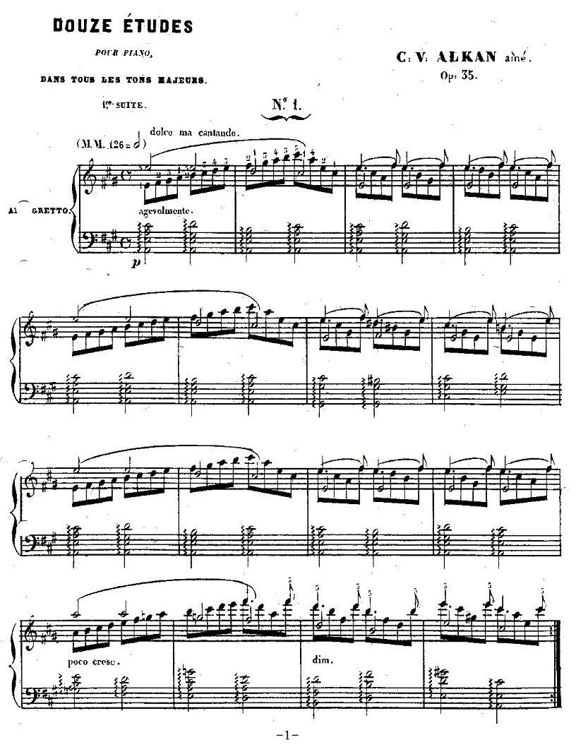 Etude No. 1（A major）钢琴曲谱（图1）