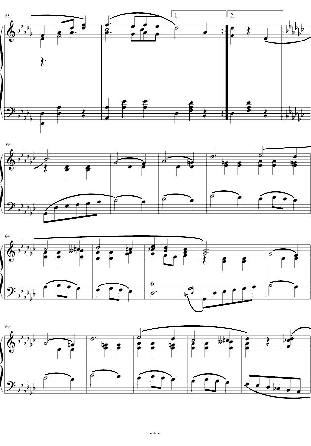 降D大调圆舞曲钢琴曲谱（图4）