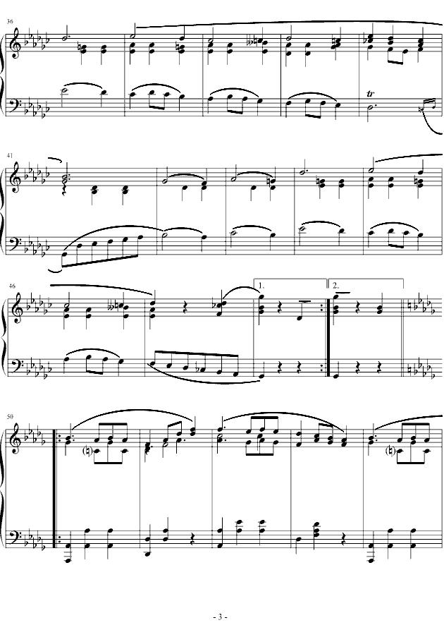 降D大调圆舞曲钢琴曲谱（图3）