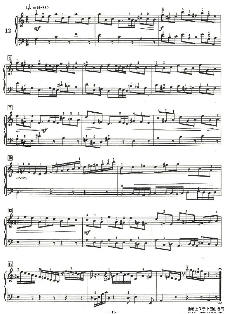 十二首小前奏曲（为初学者而作的练习曲）P15钢琴曲谱（图1）