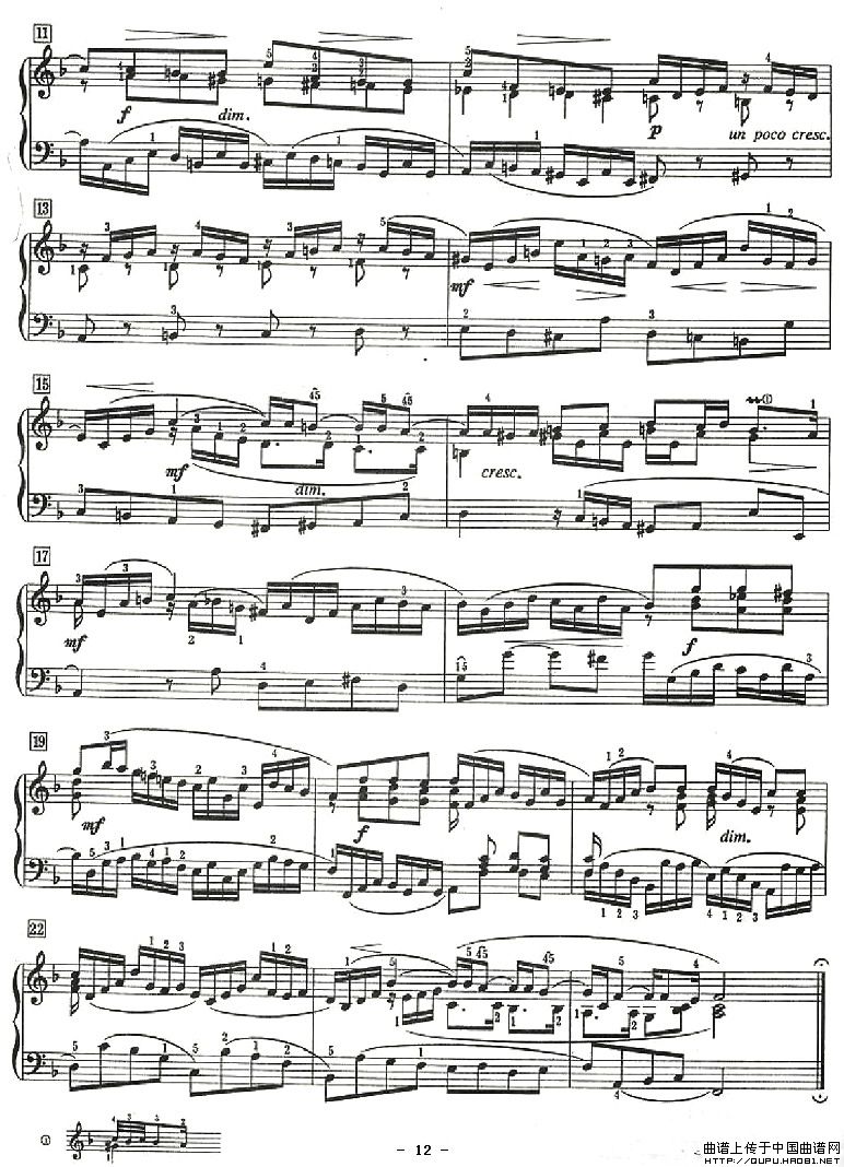 十二首小前奏曲（为初学者而作的练习曲）P12钢琴曲谱（图1）
