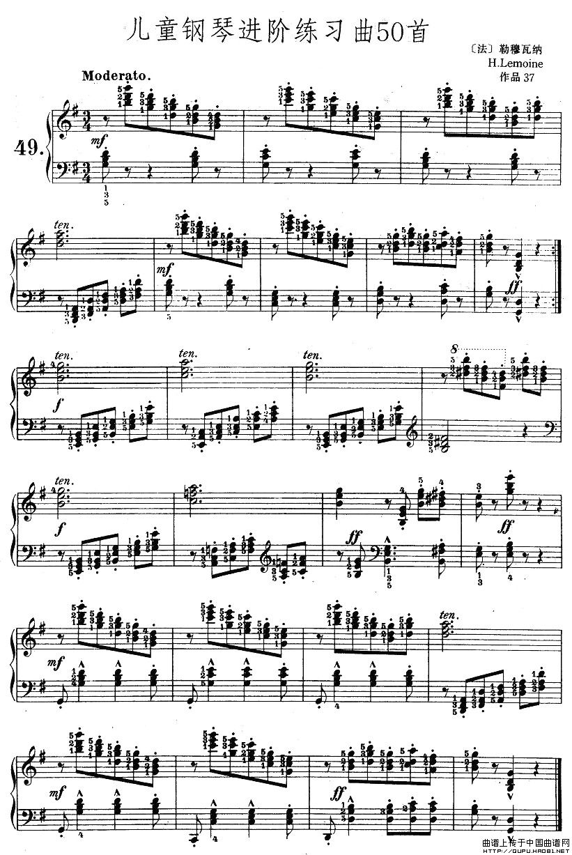 儿童钢琴进阶练习曲50首之49钢琴曲谱（图1）