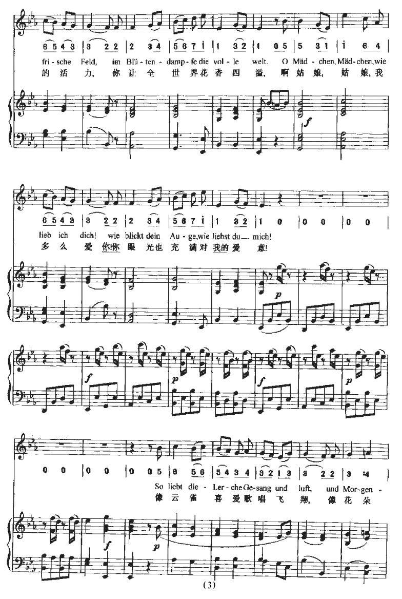 Mailied（五月之歌）（中外文对照、正谱+简谱）钢琴曲谱（图3）